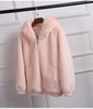 lovepeapomelo 2019 New Faux Fur Coat With Hood High Waist Fashion Slim Black Red Pink Faux Fur Jacket Fake Rabbit Fur D390
