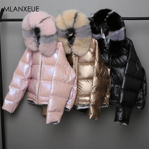 Wear On Both Sides Fur Hooded Down coats Women Solid Loose Parkas Coat Female Thicken Warm Winter Jackets Zipper Casaco Feminino