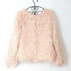 Fashion Furry Faux Fur Coat Women Fluffy Warm Long Sleeve Female Outerwear Autumn Winter Coat Jacket Hairy Collarless Overcoat